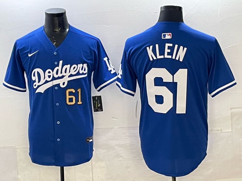 Men 2025 Nike Los Angeles Dodgers #61 Klein Blue Game MLB Jersey 016